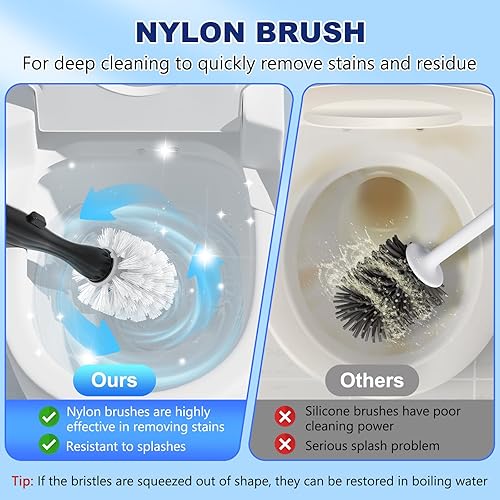 Miniatura 4 de Juego de escobilla y soporte eléctrico para inodoro, cepillo eléctrico para inodoro, juego de limpiador de cepillo de inodoro con 5 recambios,