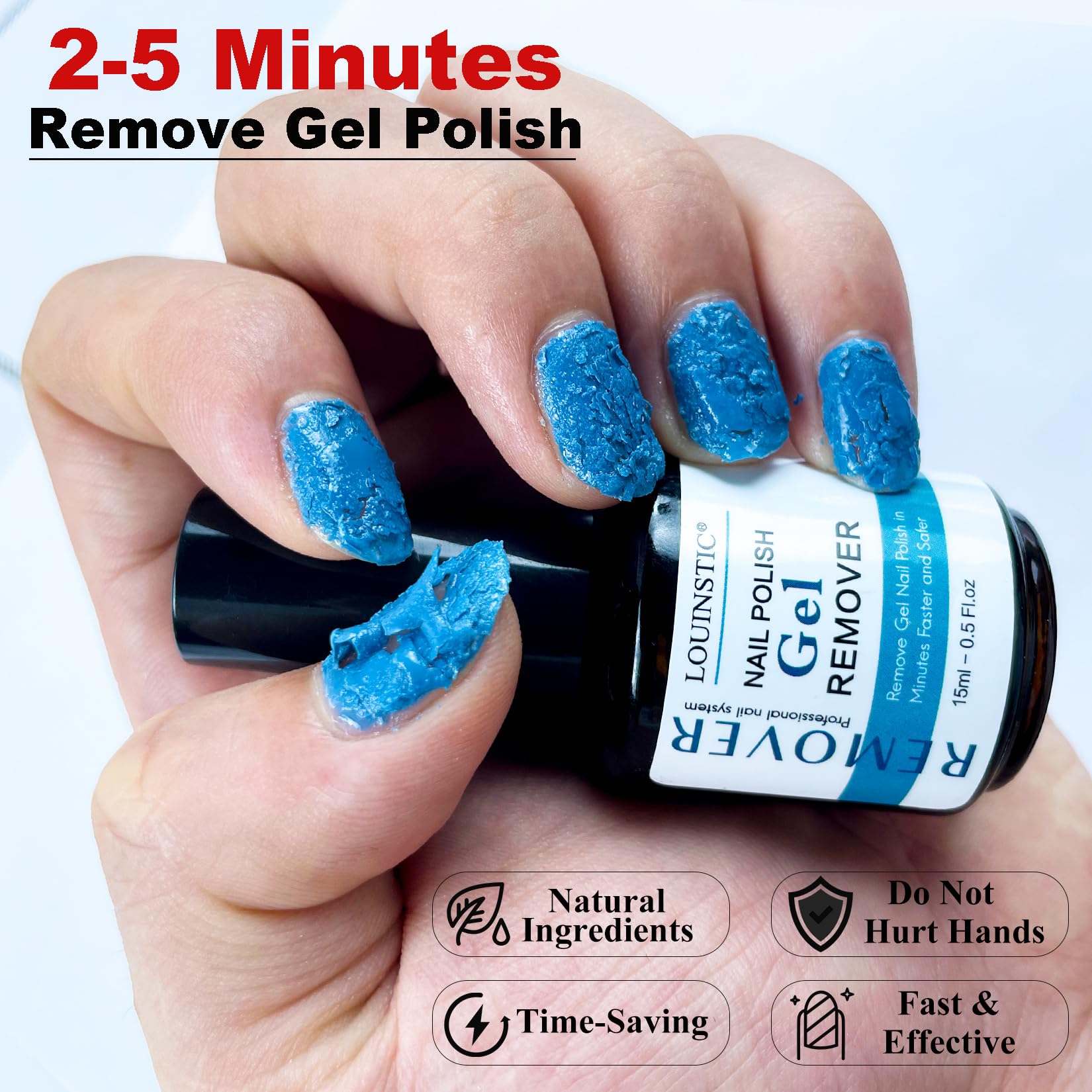 Removedor de esmalte de uñas de gel, kit removedor de esmalte de gel con aceite para cutículas y cinta de látex y herramientas de manicura de colores, removedor de gel para uñas de 2 a 5 minutos, sin 4