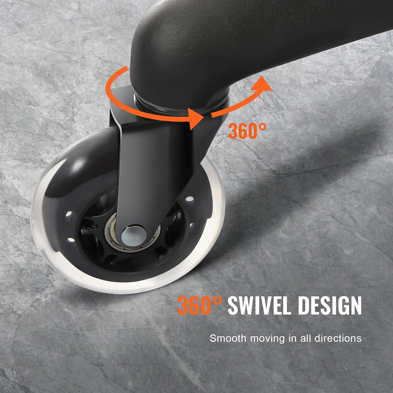 VEVOR Office Chair Wheels, Set of 5, 3 inch Caster Wheels Replacement for Hardwood Floors and Carpet, Heavy Duty Casters with 650 lbs Load Capacity, Universal Fit for Most Chairs, Black