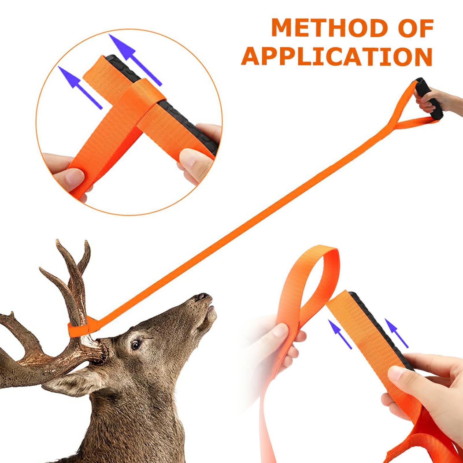 4 Pcs Sangle de Traînée de Cerf Orange,Deer Drag Corde De Traction pour Cerf,Corde de Traînée de Cerf,Sangle Harnais Cerf,Corde de Traction pour Cerf,Accessoires de Chasse avec Poignée