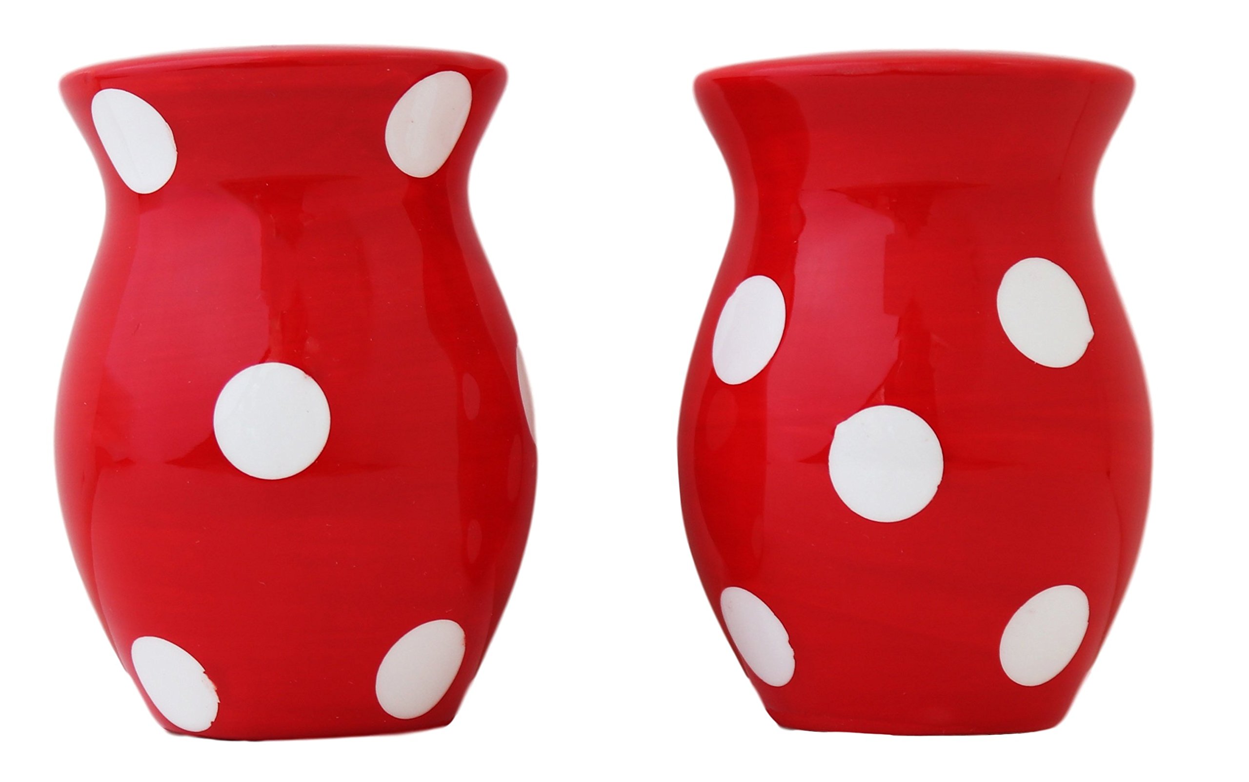 ACK New Viva Collection, Ceramic Polka Dot Salt & Pepper Set 3-1/2"H**YOUR CHOICE OF COLOR** 84228 (RED)