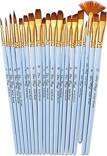 Henniu 20 pçs Conjunto de pincéis de pintura para desenho Pincel para artista Pincéis de vários meios com cabelo de náilon para artista Acrílico Aquarela Aquarela Guache Pintura facial a óleo para ó