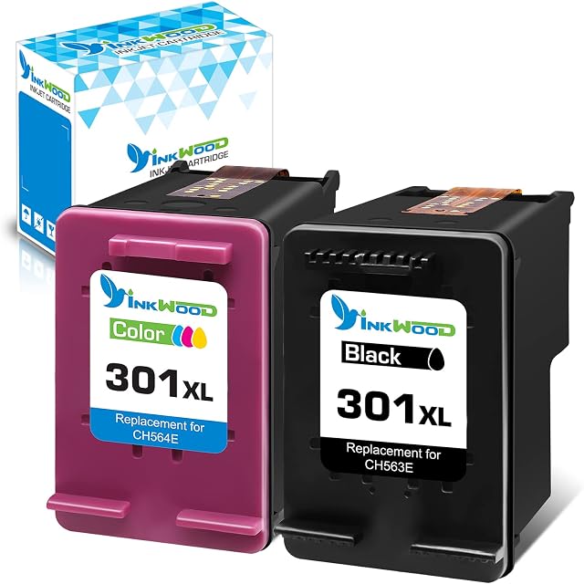 301XL Ink Cartridge, Inkwood 301XL Remanufactured Printer Cartridges Replace for HP 301 Ink Cartridges for Envy 5530 4500 4507 5532 Officejet 2620 4630 Deskjet 1510 2544 2540 3050a 1050 (Black,Colour)
