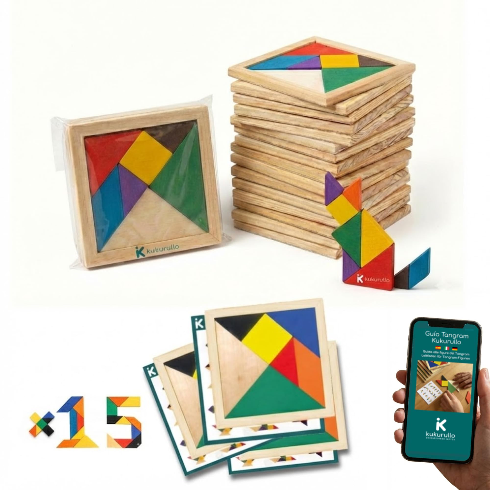 Tangram Bambini Pack 15 - Giochi Educativi | Regalini Fine Festa Compleanno | Gadget per Bambini