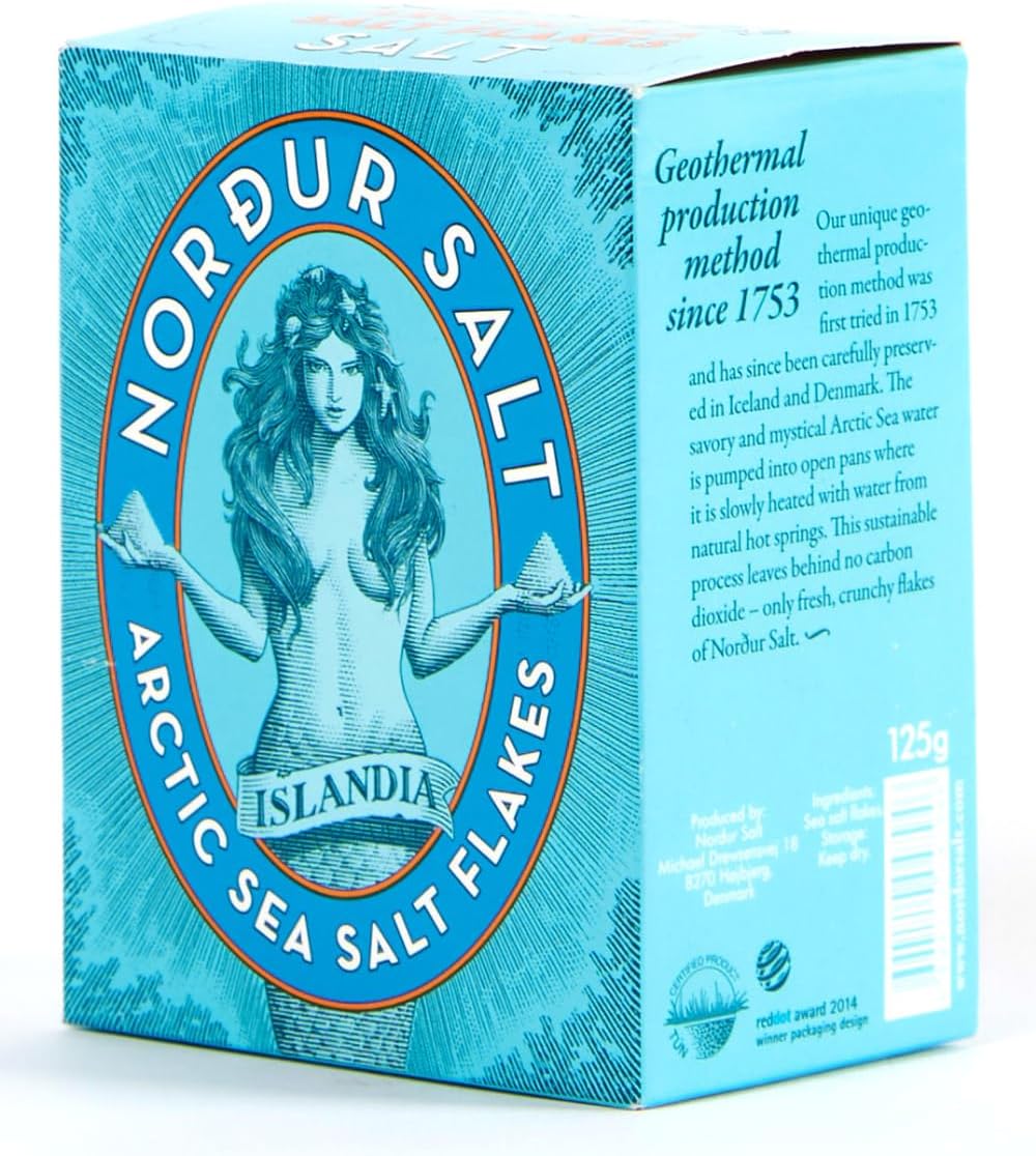 Arctic Sea Salt Flakes Traditional Flavor, Box 4.4 OZ, Premium Icelandic Flake Salt, Pyramid Crystals, sustainable, eco-friendly, mineral-rich, nutrient-dense