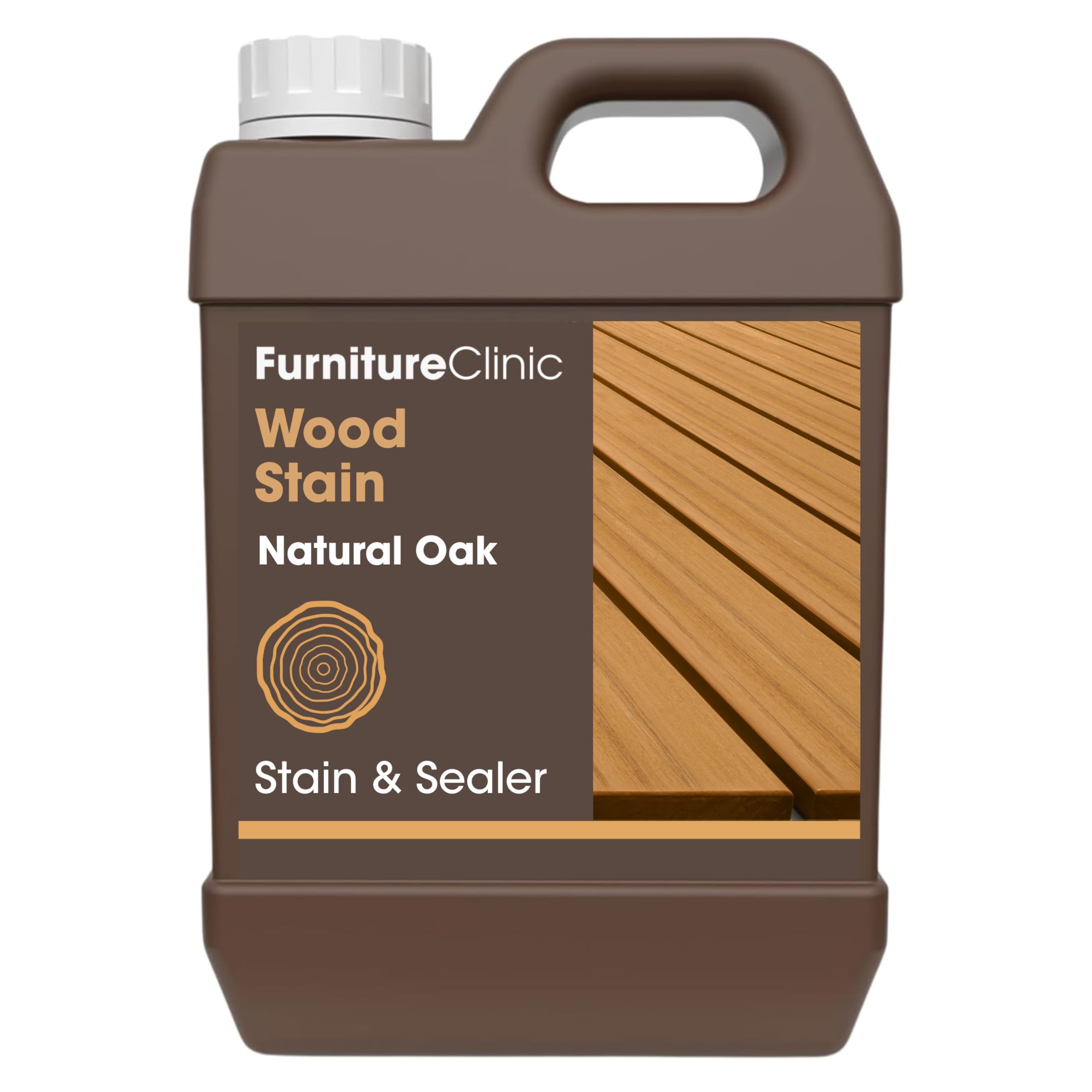 Furniture Clinic Wood Stain, Natural Oak, 2.5L, for Fences, Decks, Outdoor Projects, Wood Stain and Sealer in one, Water Based Formula, One Coat, Matte Finish, Non Toxic, for Furniture, Cabinets