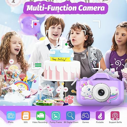 Miniatura 2 de Goopow - Juguetes de cámara selfie para niños y niñas de 3 a 9 años, cámara de video digital con funda protectora, regalos de festival, cumpleaños