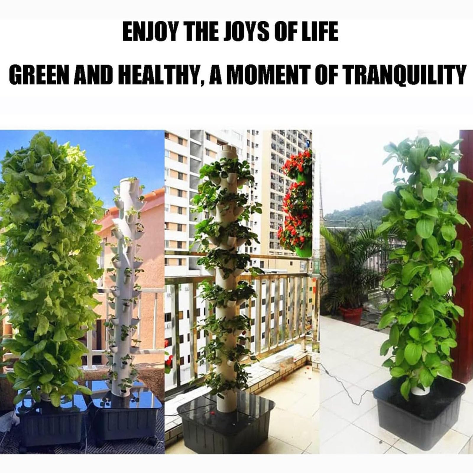 Sistema de cultivo hidropónico, torre hidropónica para hierbas, frutas y verduras, kit de cultivo aeropónico con bomba de hidratación, maceta de malla, temporizador para hierbas, frutas y verduras