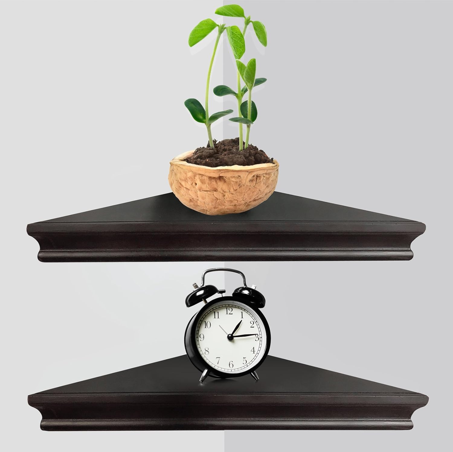 Greenco Corner Floating Shelves, Set of 2, Espresso Finish