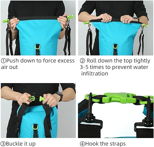 Miniatura 6 de ROCK CLOUD Bolsa seca impermeable de 20 litros para kayak, rafting, canoa, playa, surf, natación, canoa, camping, senderismo, pesca, esquí