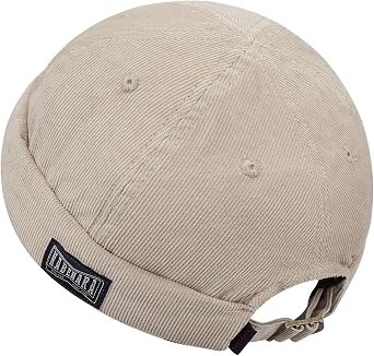 CLAPE Brimless Sailor Fisherman Leon Hat Corduroy Skull Docker Beanie Cap Rolled Cuff Vintage Landlord Hat