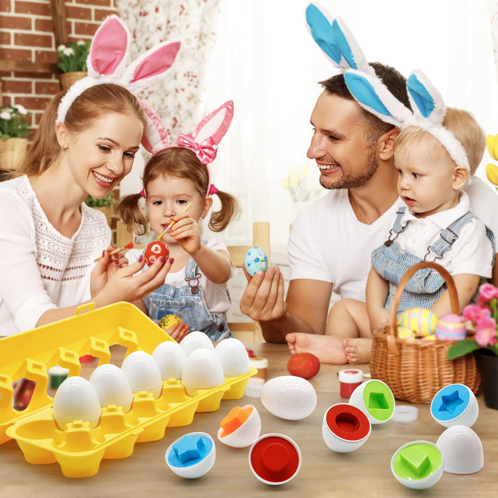 HOWAF Bricolage Pâques Paniers pour Enfants Artisanat, 12pcs Panier Cartes de Pâques avec Autocollants pour Œuf de Pâques Bonbons Chocolat Jouets HOWAF Bricolage Pâques Paniers pour Enfants Artisanat, 12pcs Panier Cartes de Pâques avec Autocollants pour Œuf de Pâques Bonbons Chocolat Jouets