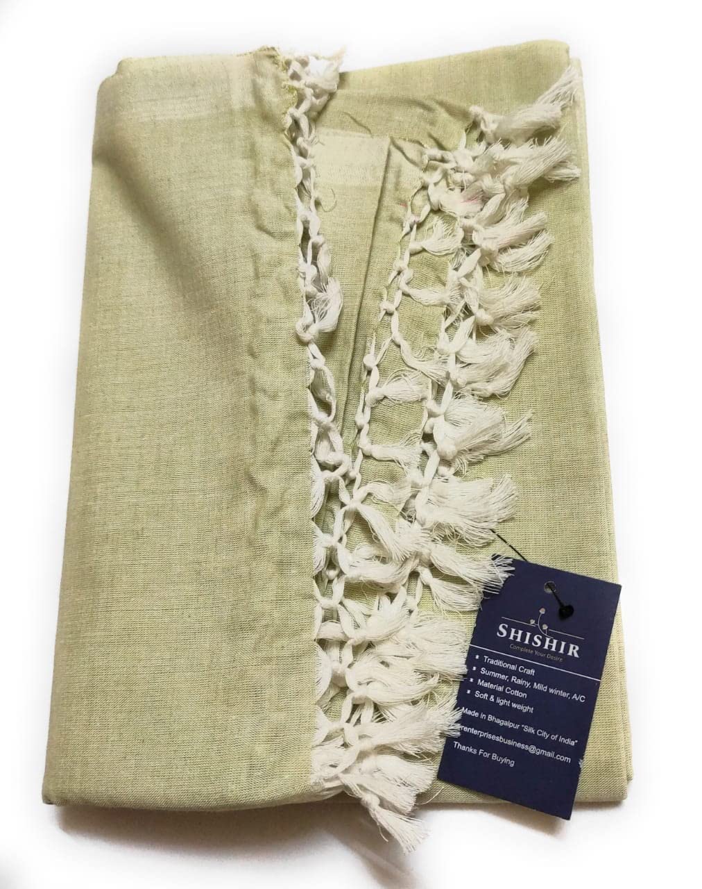 SHISHIR 100% Cotton Soft Beautiful Olive Green Plain Bhagalpuri Summer Blanket Khes Dohar Top Sheet Chadar Size- 245cm X 130cm| TC - 180-image-6