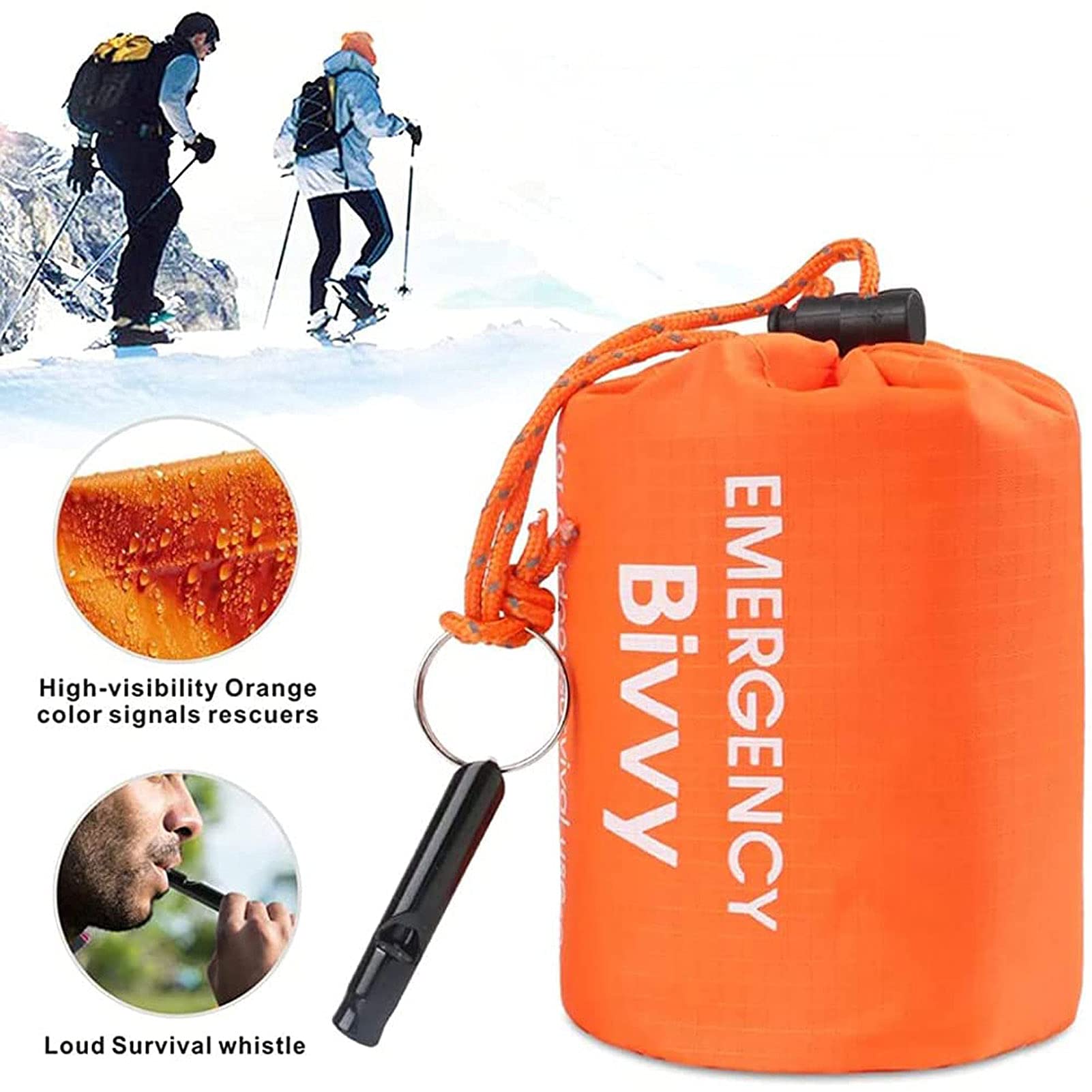 Sac De Couchage De Survie AOMiGT – Lot De 2 – Orange Et Vert – 213 X 91 Cm – Léger, Coupe-vent, Imperméable