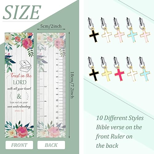 Vista 16 de Tenare Marcapáginas de versículos bíblicos con colgantes de cruz, marcadores de escritura inspiradores cristianos, marcadores de páginas positivas