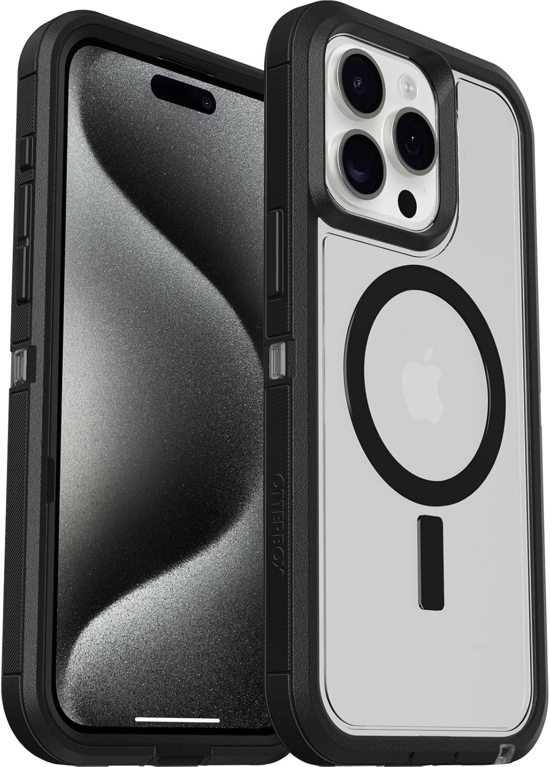 OtterBox Funda Transparente para iPhone 15 Plus y iPhone 14 Plus Defender Series XT, Lado Oscuro (Negro/Transparente), sin Pantalla, Resistente, se Ajusta a MagSafe, Accesorio de cordón