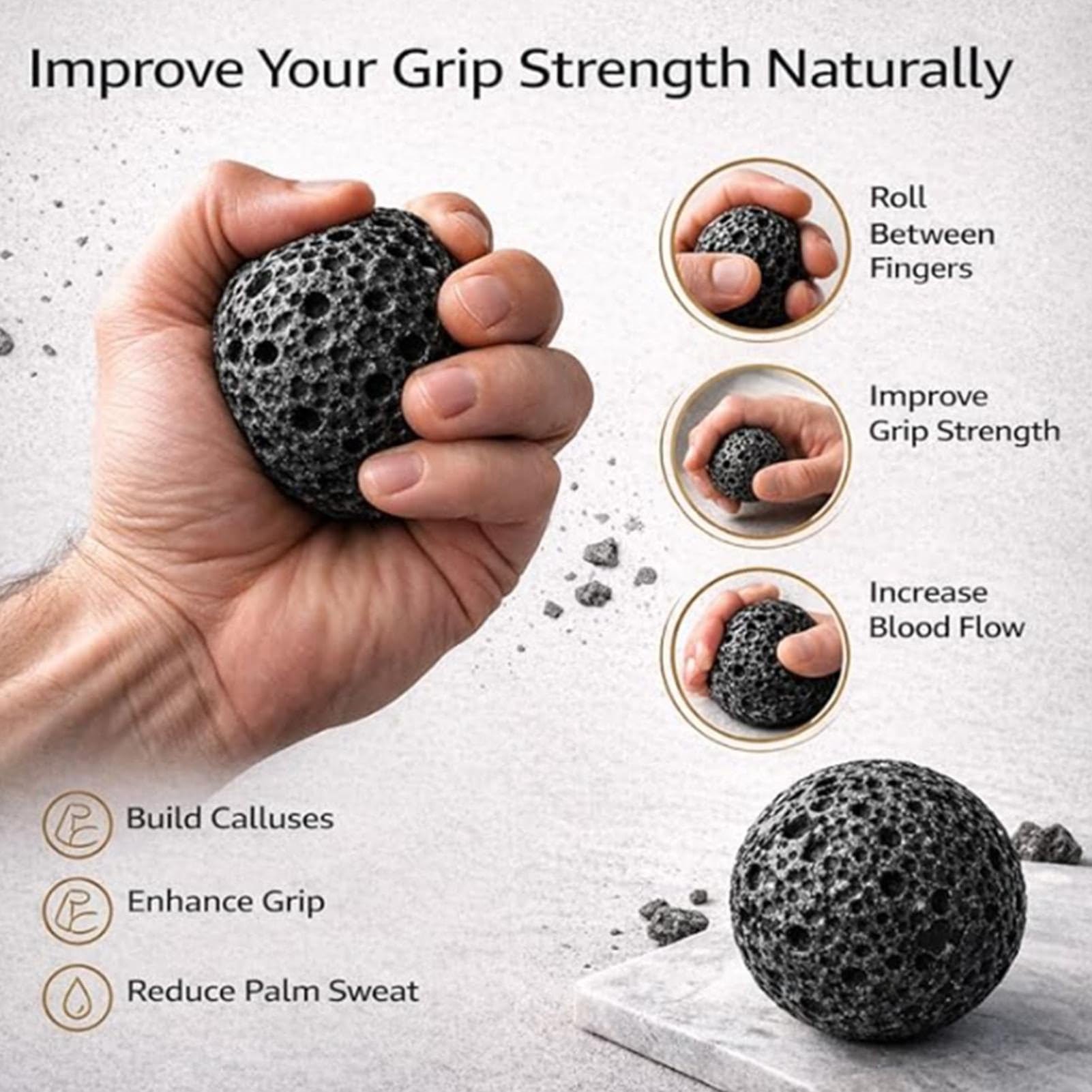Boule de Callosités pour Main | Outil Rocher D'Escalade Portable Antitranspiration | Entraîneur De Préhension D'Escalade Pour Athlètes - pour Intérieur Extérieur Sac à Dos Adultes Femme Homme