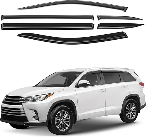 GrandWheel Co - Deflectores de visera de ventilación de ventana lateral tintados ahumados, protectores de lluvia compatibles con Toyota Highlander