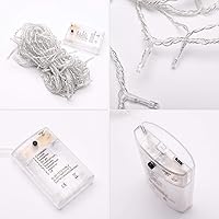 Vista 5 de Luces de Carámbano 90 LED de 10 pies, Luces de Cortina Cortas con Control Remoto de 8 Modos, Alimentadas por USB y Batería - Luces de Hadas