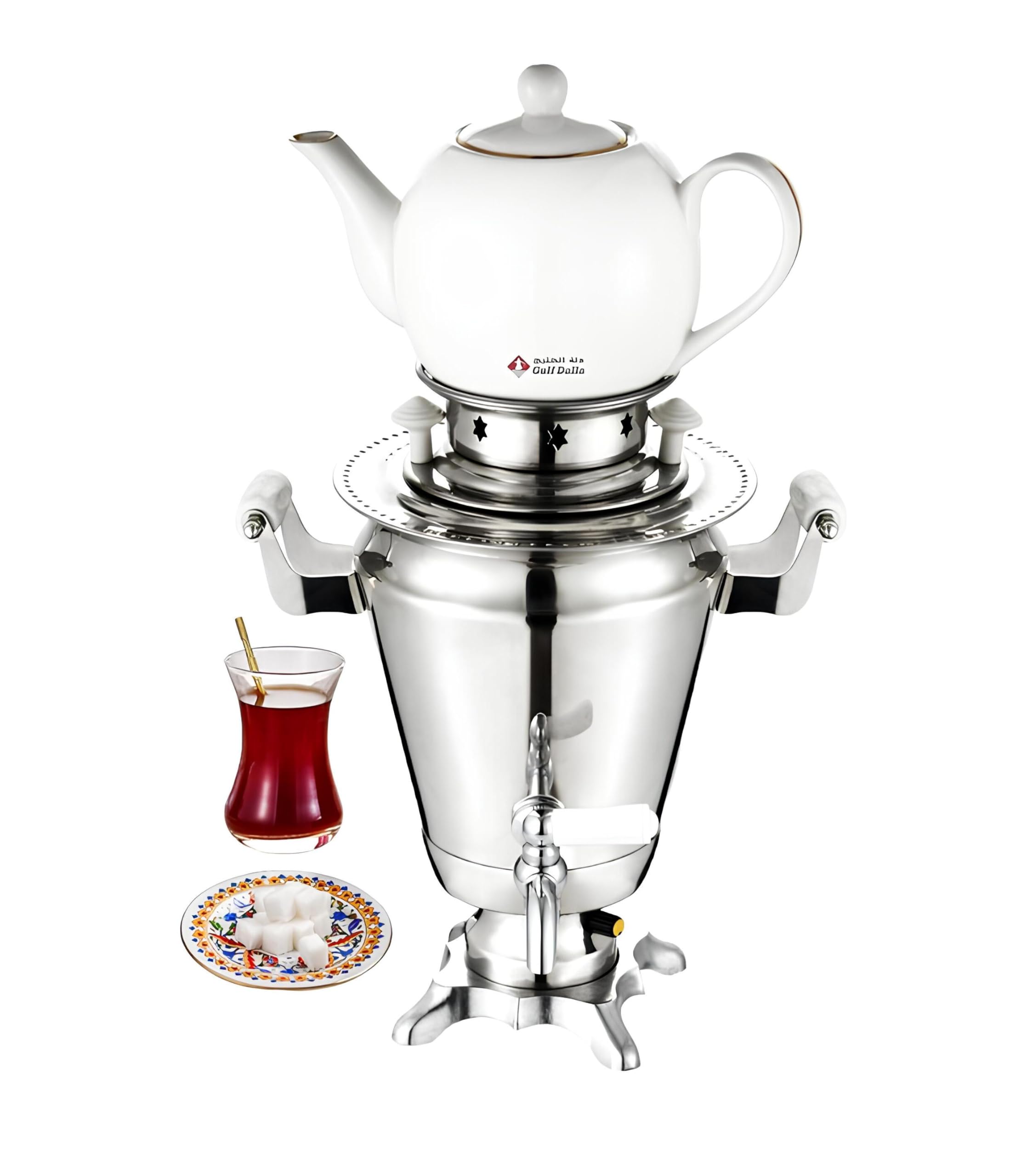 Gulf Dalla Electric Tea Kettle Samovar And Tea Maker Russian Turkish Kettle SAMOVAR 1.5 Litre + 600 Ml 1000 Watt GA-C921001
