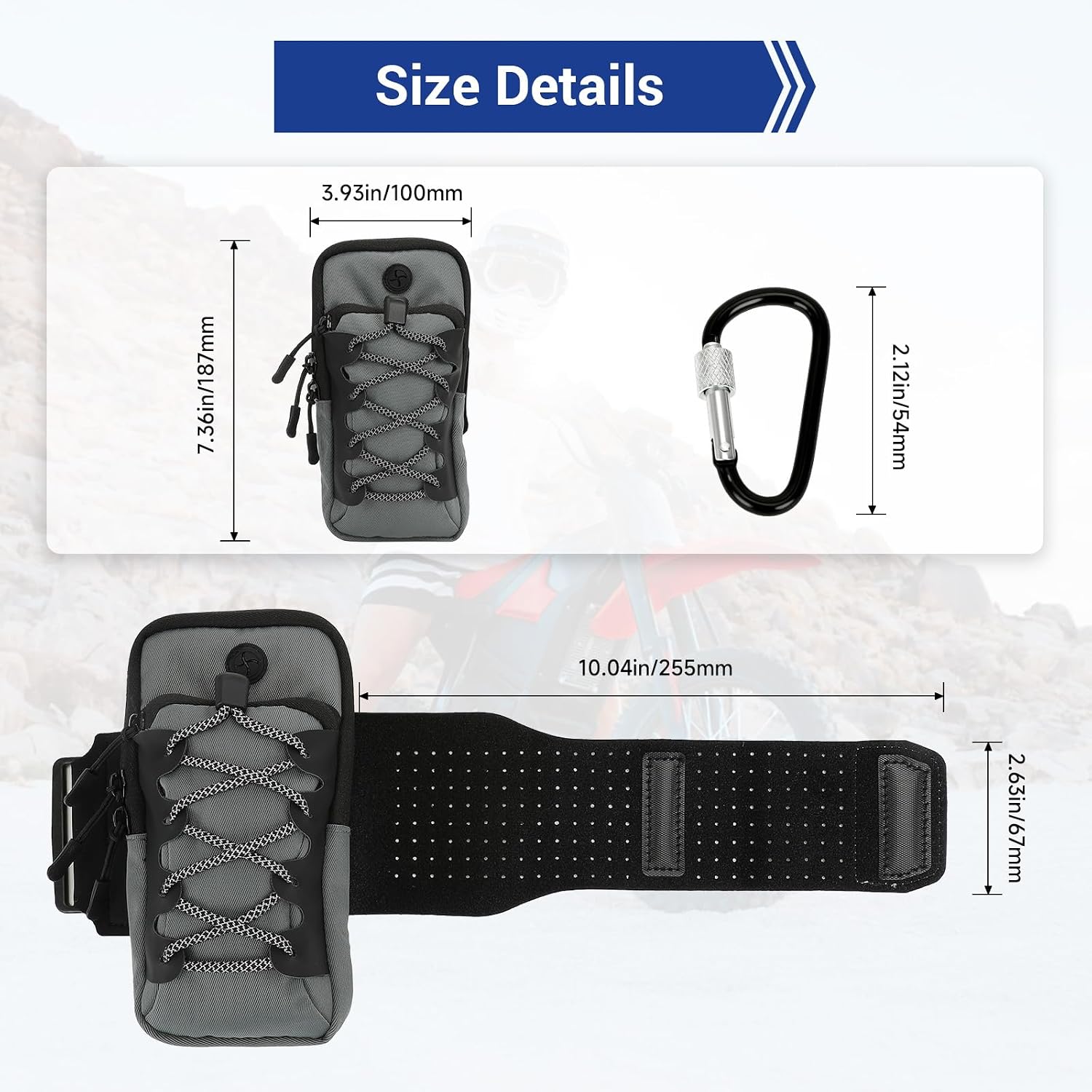 Dirt Bike Front Frame Bag Storage Pouch Replacement for Yozma In10 Yzma Yozama In 10 E Bike Tutti Soleil 01 Electric Dirt Bike Motorcycle Universal Phone Bag for Ebike with D Clip Keychain