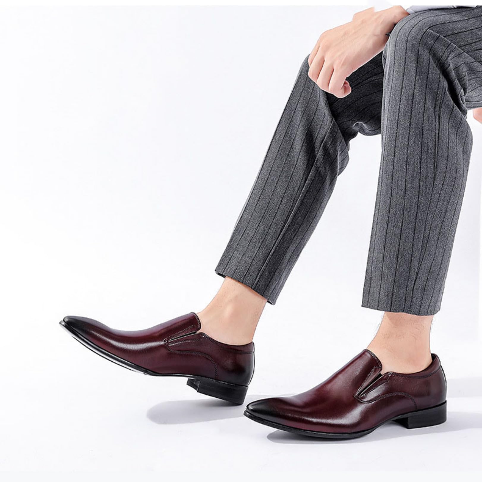 Genérico Mocasines Hombre Slip-On con Borlas Elegantes Traje Boda | Mocasines slip-on con borlas, silueta elegante y tacón de 3 cm para traje, oficina, boda y eventos formales