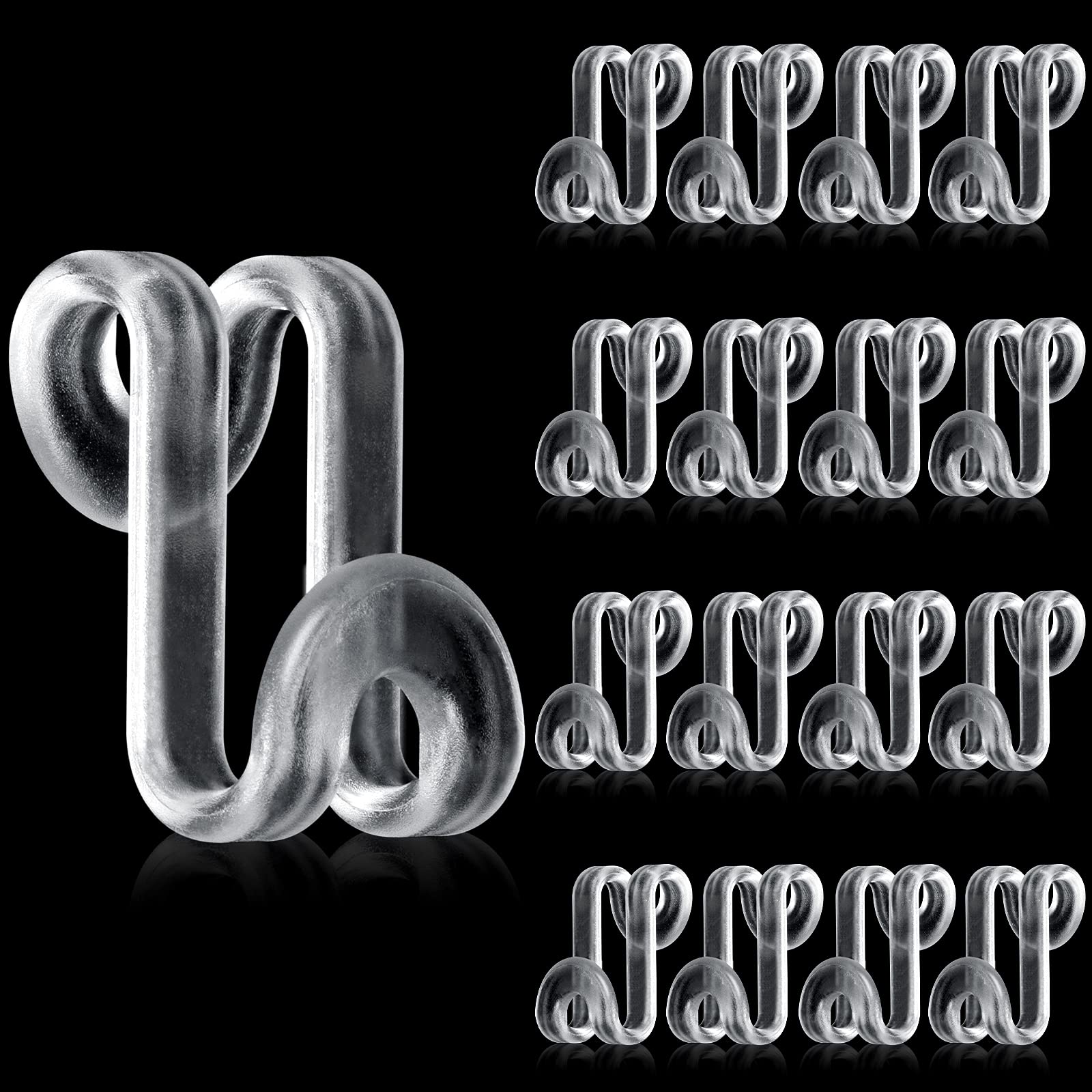 Jetec 48 Pieces Clothes Hanger Connector Hooks Hanger Extender Clips Clothes Hanger Hooks Hanger Extenders for Closet Space Saving Cascading Hanger Velvet Huggable Hangers Accessory (Clear)