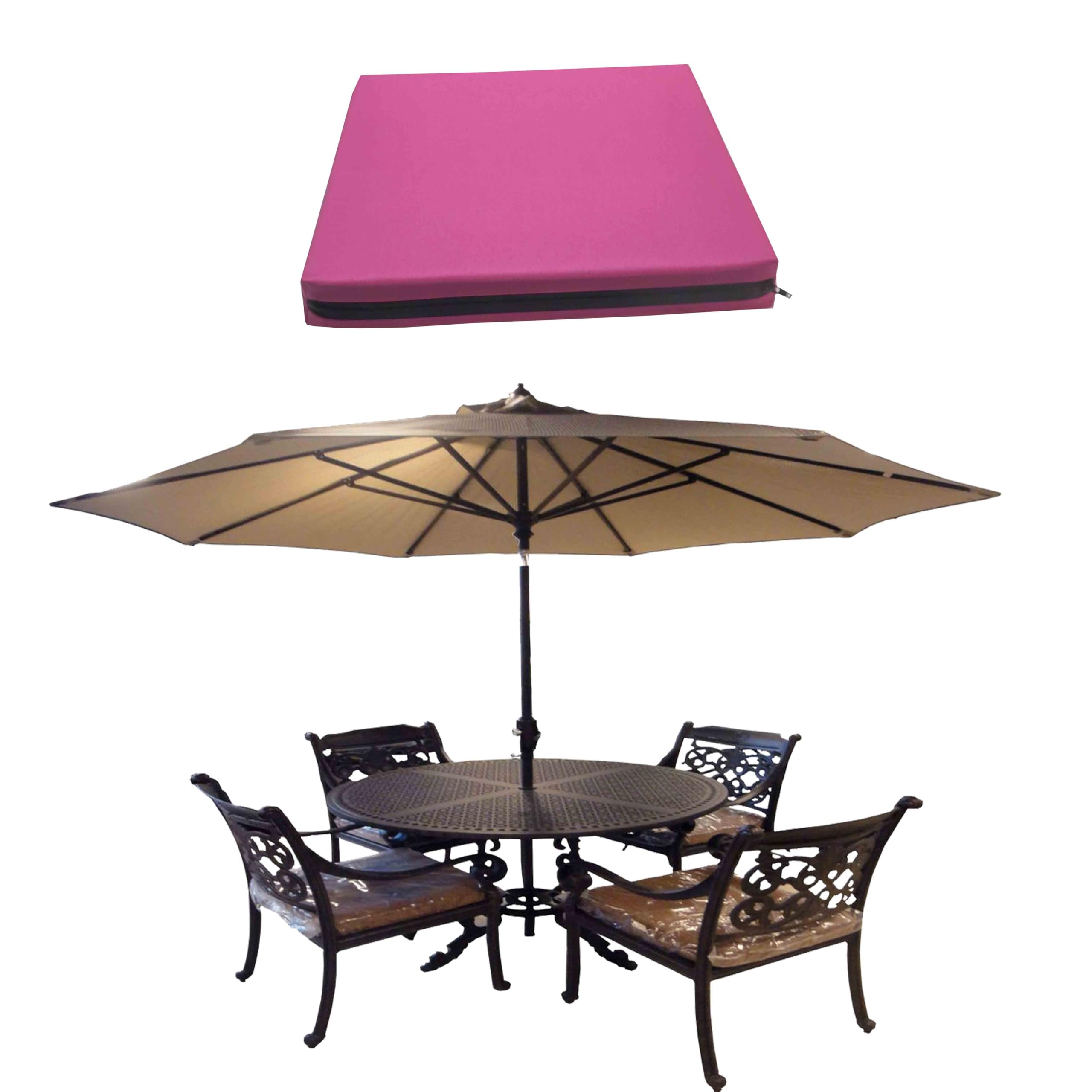 GRIZZLY FOAM 4cm Thick Waterproof Seat Pad Chair Cushion Kitchen Dining Living Room Patio Garden Rattan Furniture Foam Filled Strong Fabric Removable Zip Cover (Pink, 18x18x2inch 45x45x5cm)