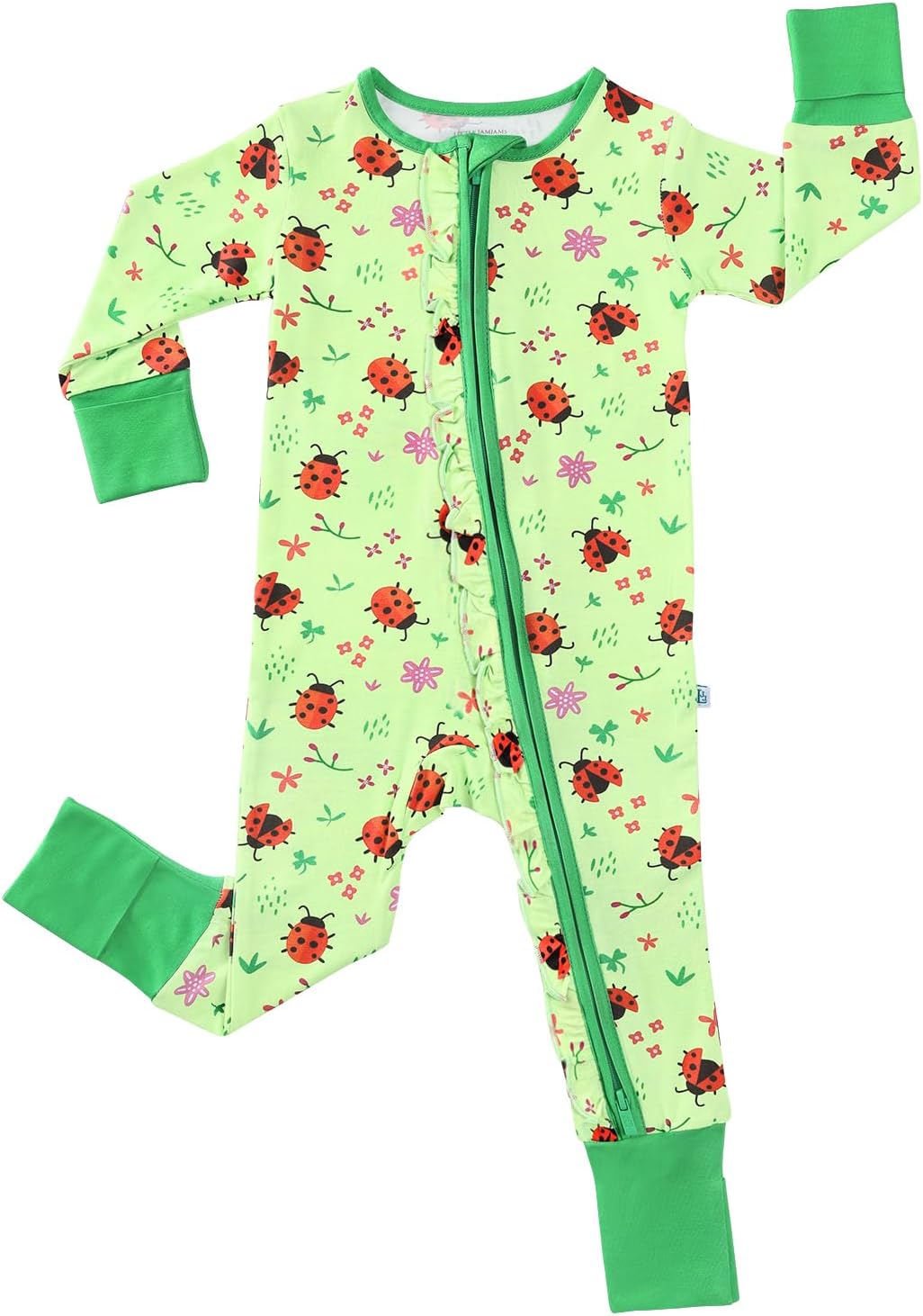 Baby Rompers Mittens Cuff 2 Way Ruffled Zippered Sleeper One-Piece Romper