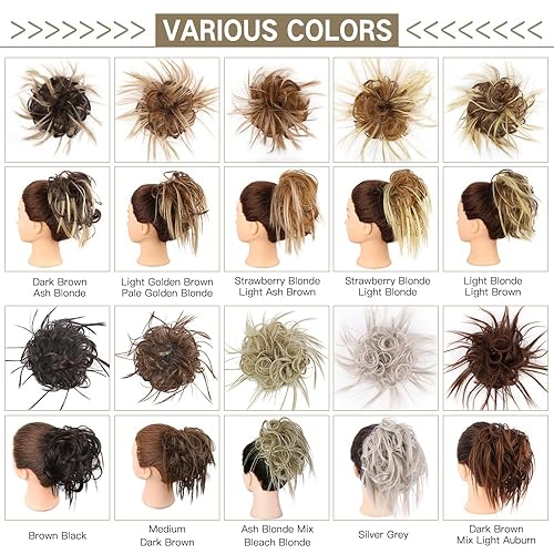 Miniatura 6 de HMD Extensión de cabello con banda elástica de goma para coleta, pelo sintético para mujer
