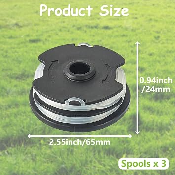 Replacement Spool and Spool Cover, Compatible with Parkside LIDL PRT 550 A1, B2, C3; PRTA 20-Li C3 Replacement Parts Edge Cutter (3 Replacement Spool)