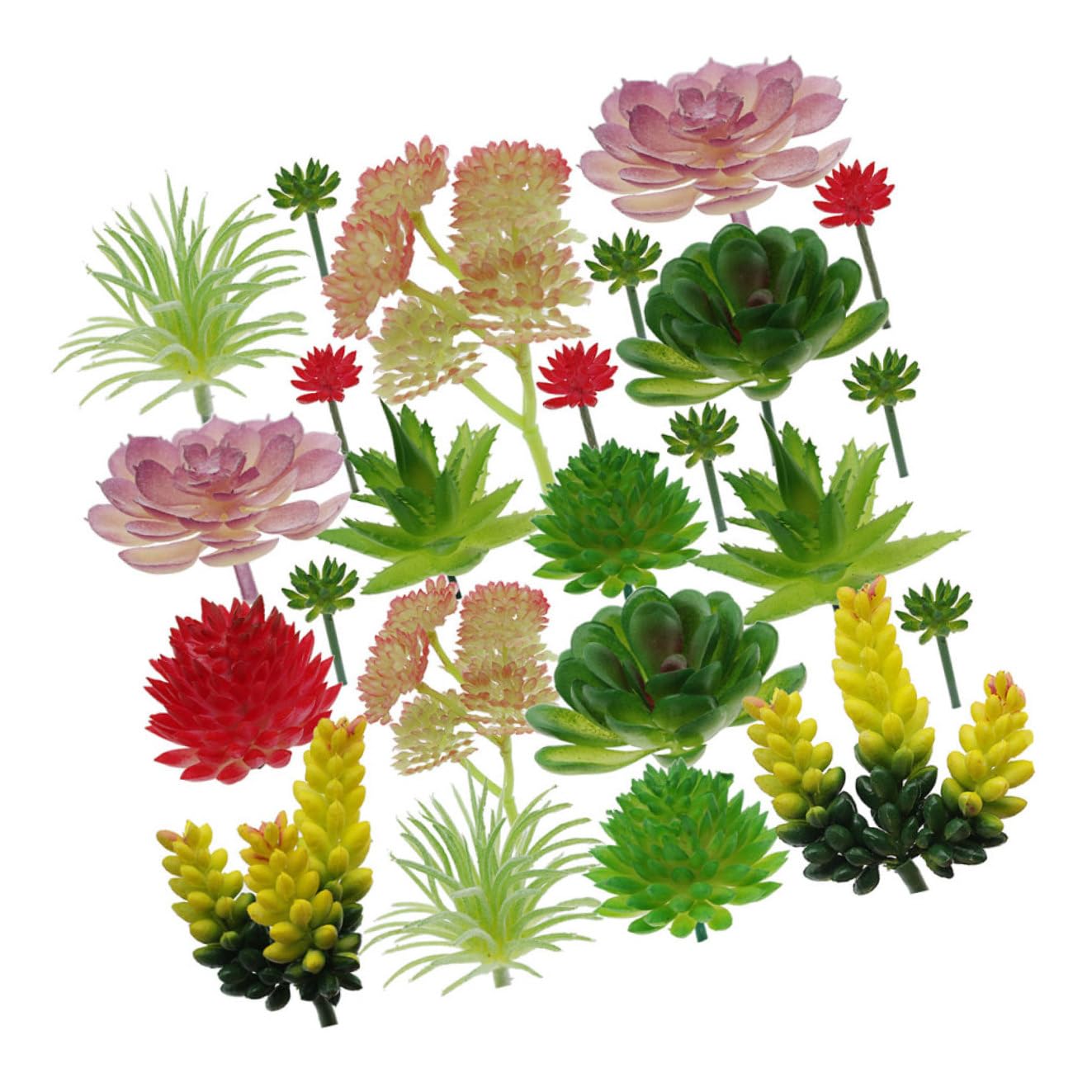 Künstliche Sukkulenten Umweltfreundlich und Geruchlos aus Kunststoff 24 Stück Pflanzenwanddekoration für Blumenarrangements im Wohnzimmer