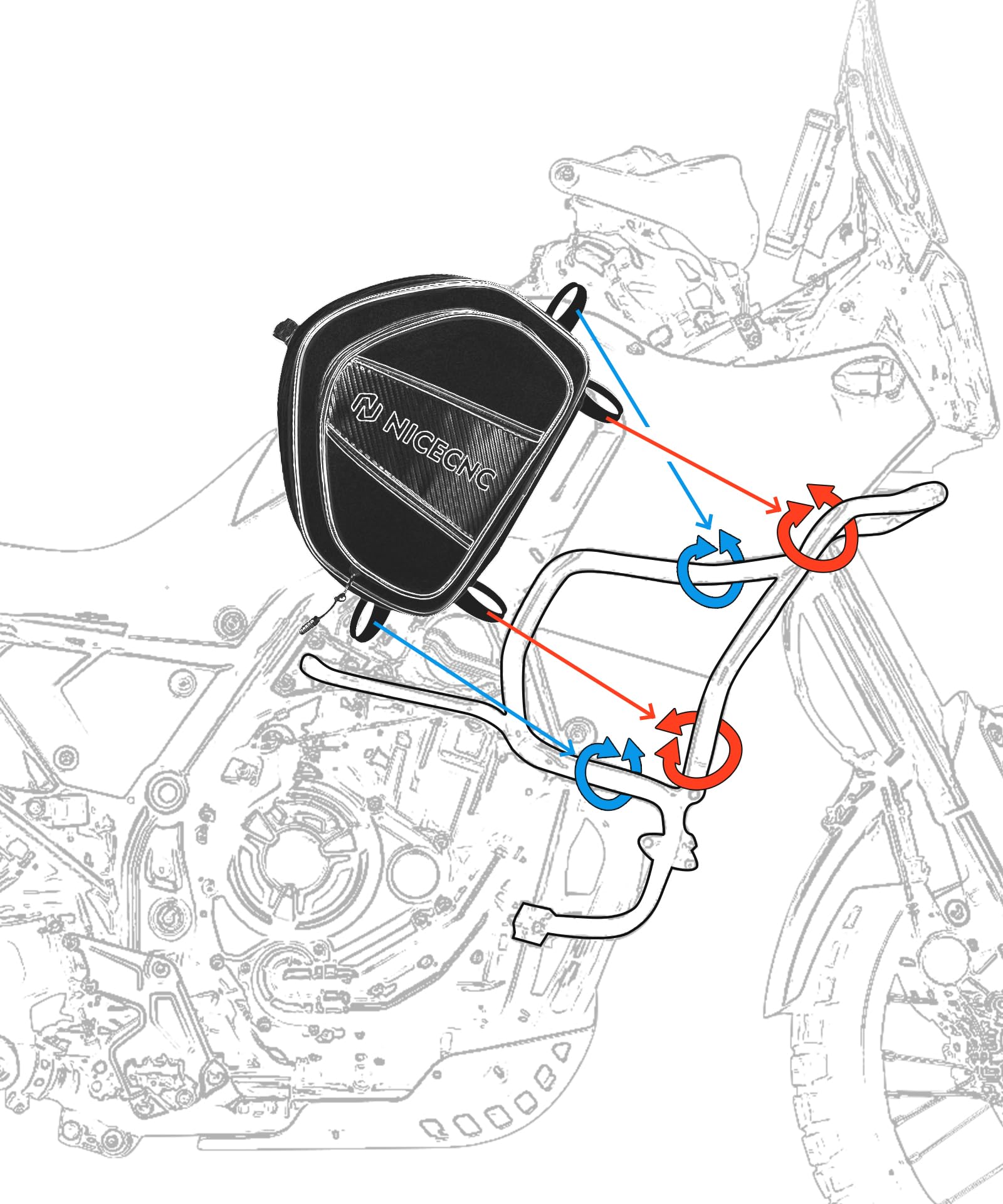 NICECNC Bolsas para Barras Protección De Motocicleta 2 Uds, 11L Expandible Bolsa para Marco de Motocicleta, Bolsa de Almacenamiento de Accesorios para Herramientas Compatible with Yamaha Tenere 700