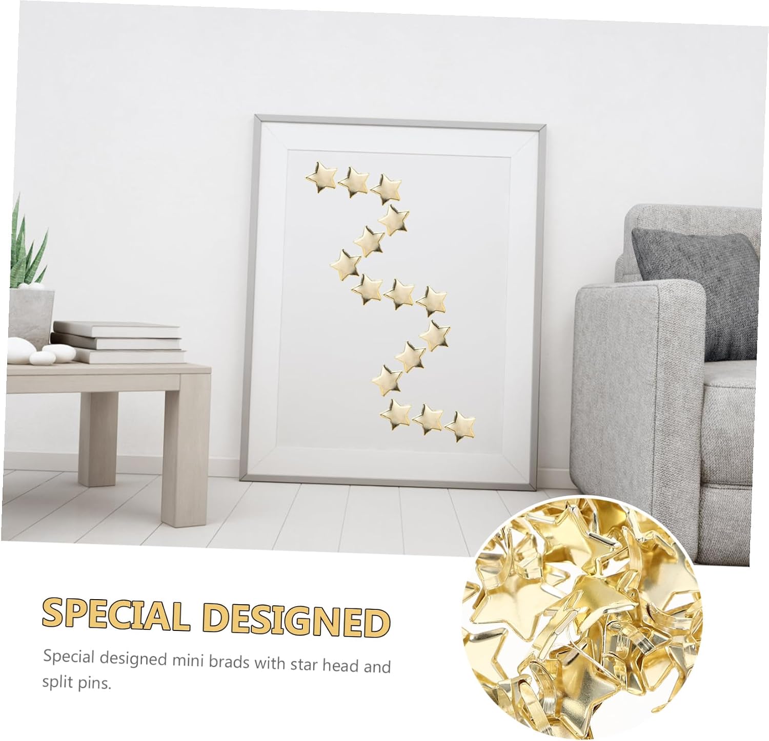 Beatifufu 200pcs Gold Star Brads Metal Paper Fasteners for Scrapbooking DIY Crafts Cardmaking Decorative Embellishments with Two-Prong Design