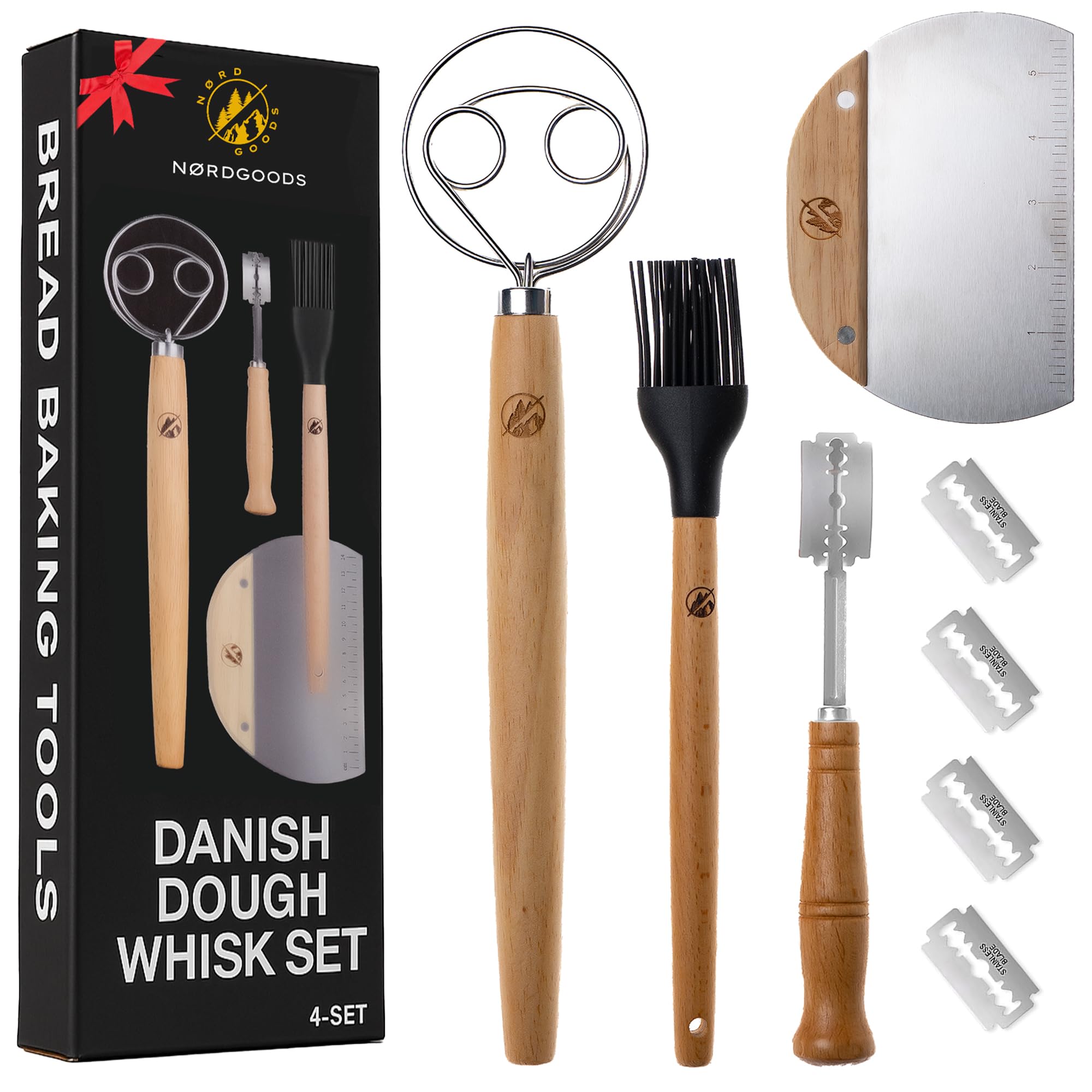 Amazon.com: Danish Dough Whisk Stainless Steel Set 4PCS – Dough