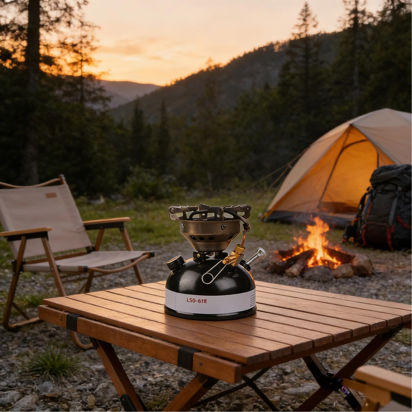 Winddichter tragbarer Herd für Outdoor-Kochen, Benzin-Ethanol-Kraftstoff kompatibel, Picknick-Campingkocher