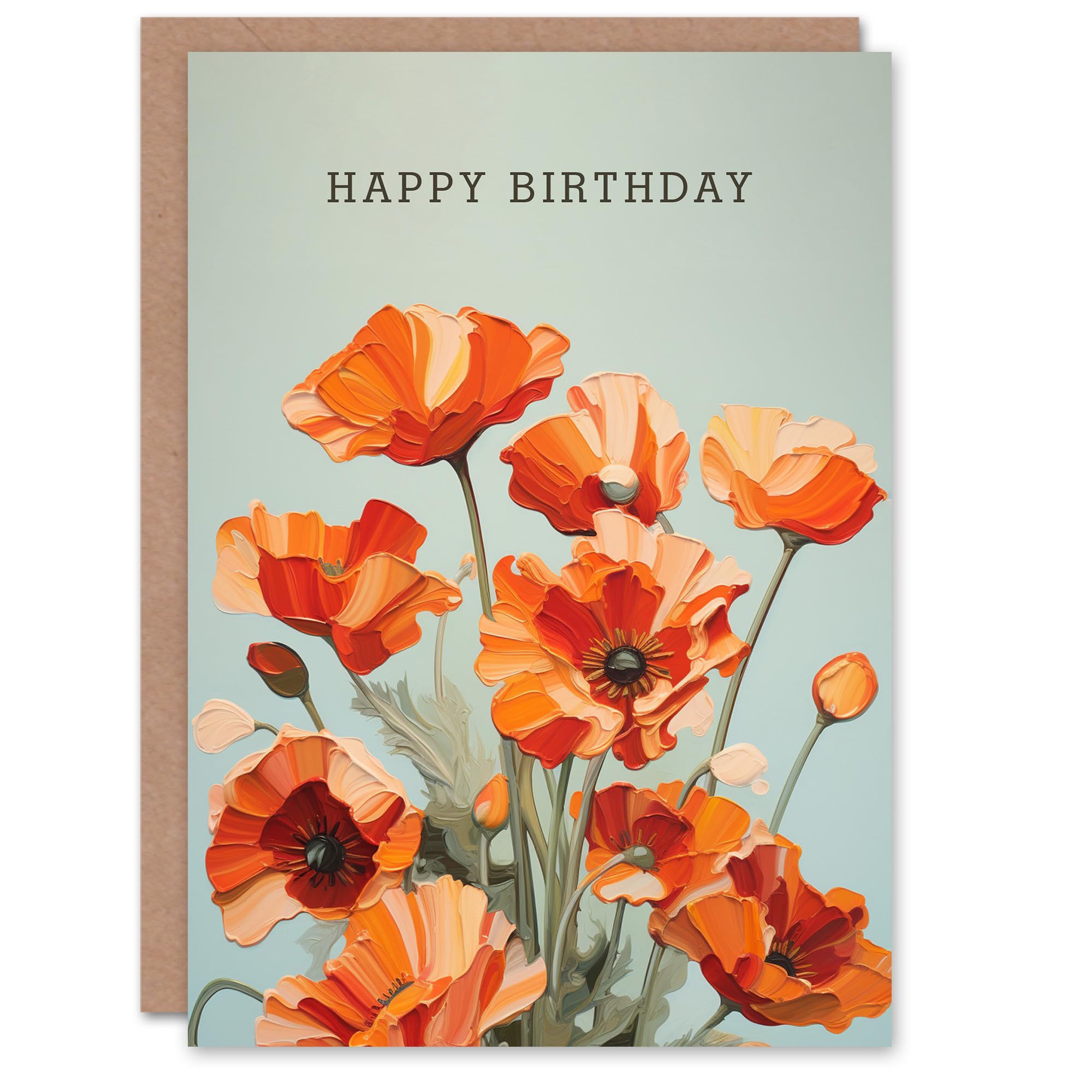 Artery8 Birthday Greeting Card Poppies Bouquet Poppy Flowers For Her