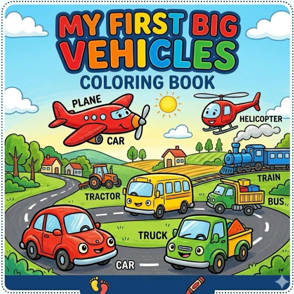 My First Vehicles Coloring Book for Toddlers 2–4: Easy & Bold Cars, Trucks & Planes with Thick Outlines (Big & Easy Vehicles for Toddlers)