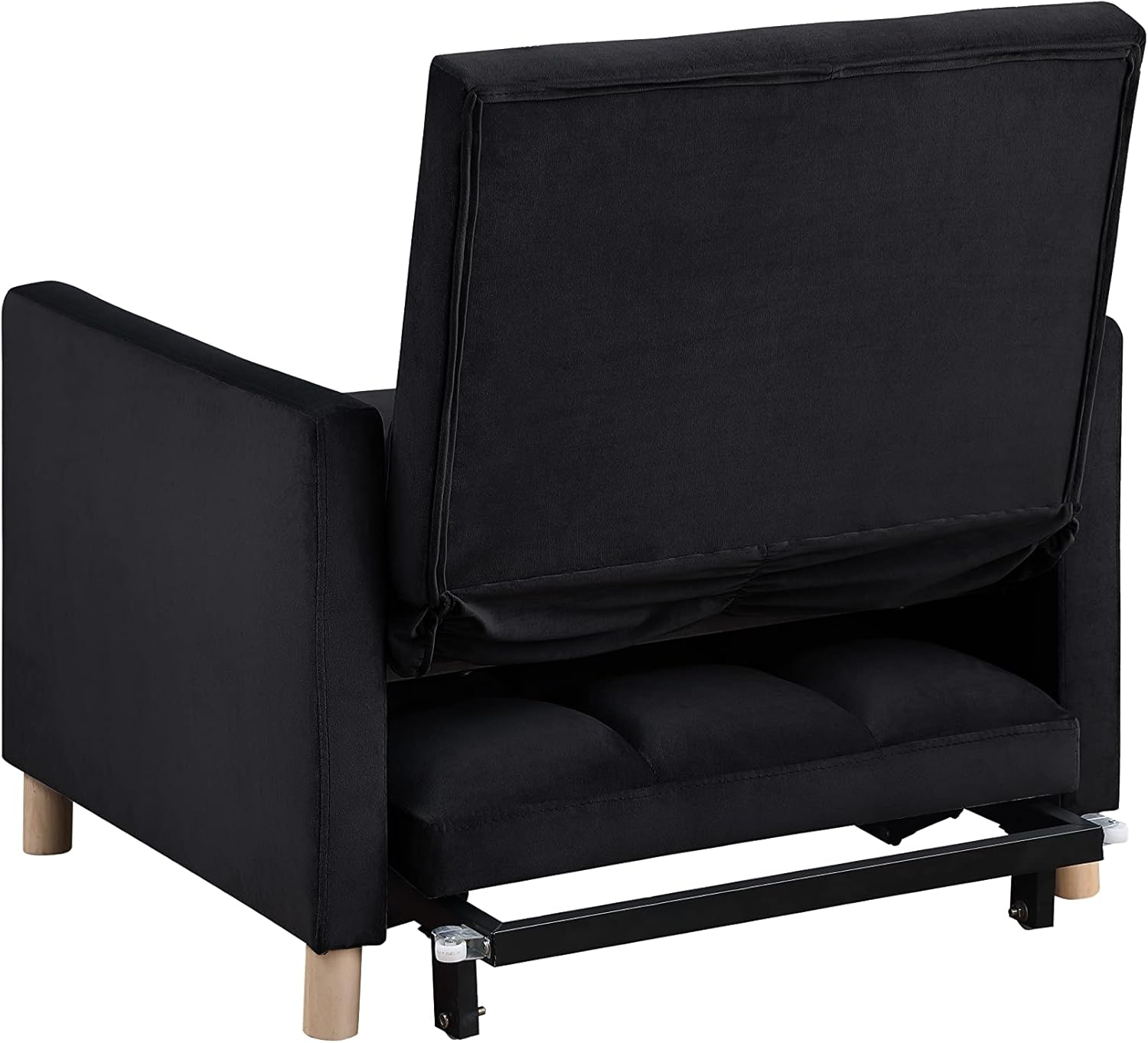 Lakifun 3-in-1 Single Convertible Chair Bed,Single Sleeper Sofa Chair Bed with Pillow & Pocket, Multi-Functional Sleeper Chair Living Room Chair with Velvet Fabric (Black)