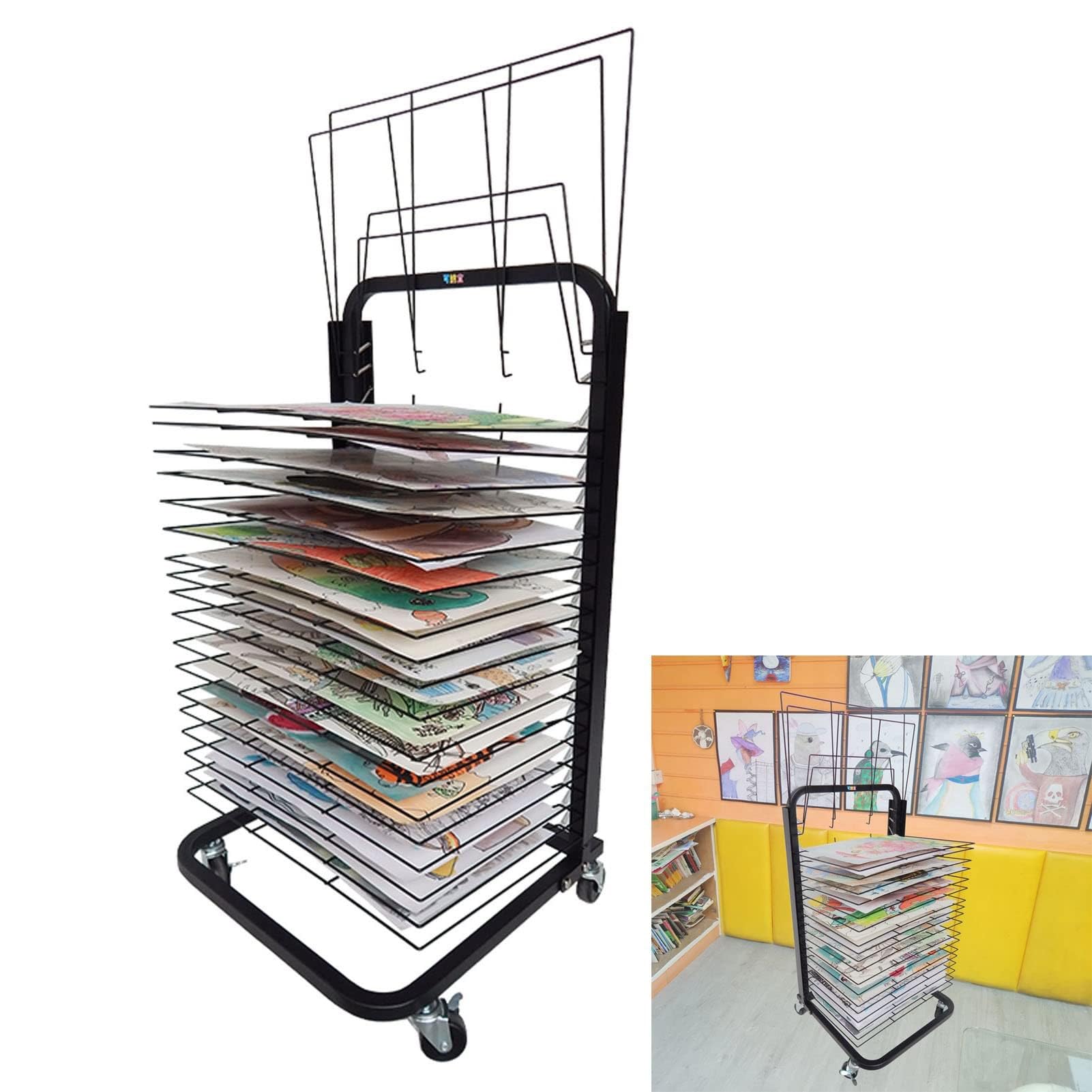 Aioneer Mobile Paint Drying Rack - Steel Drying Painting Racks, Efficient And Organized Drying Rack Art For Students' Masterpieces, Sturdy Paint Drying Rack, Stack Rack For Painting, Dra,25,layer