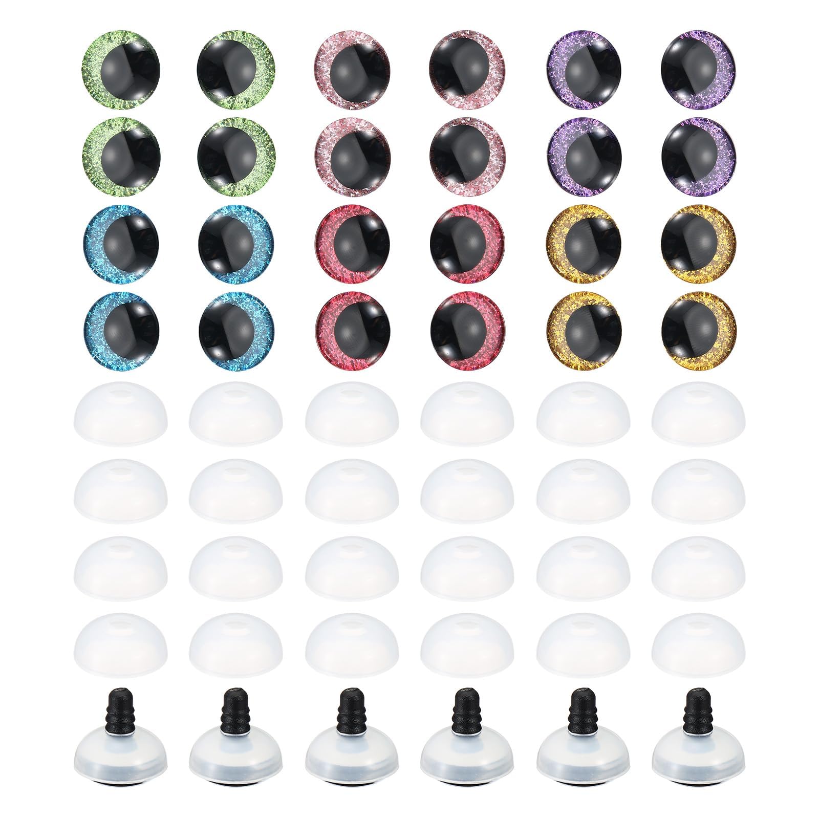 PATIKIL 16mm Flash Safety Eyes, 36 Set Doll Eyes with Washers Soft Buttons Realistic Colorful Crocheting Safety Eyes for Decor Crochet Accessories Dolls Craft, 6 Colors