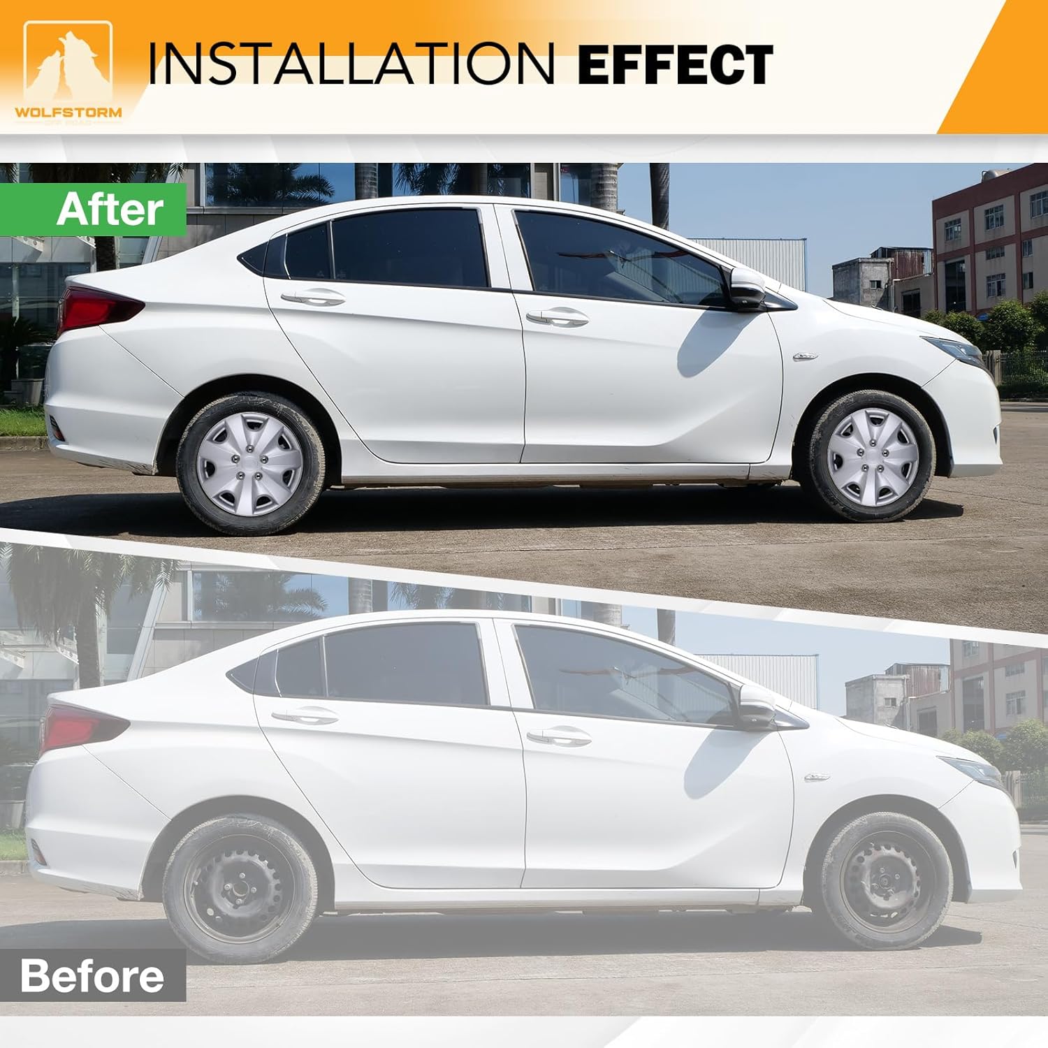 WOLFSTORM 15" Wheel Rim Covers Universal Hubcaps, Fashion Style Hubs Snap on Car Truck SUV ABS Plastic Exterior Accessorios - Set of 4 (Regular Silver)