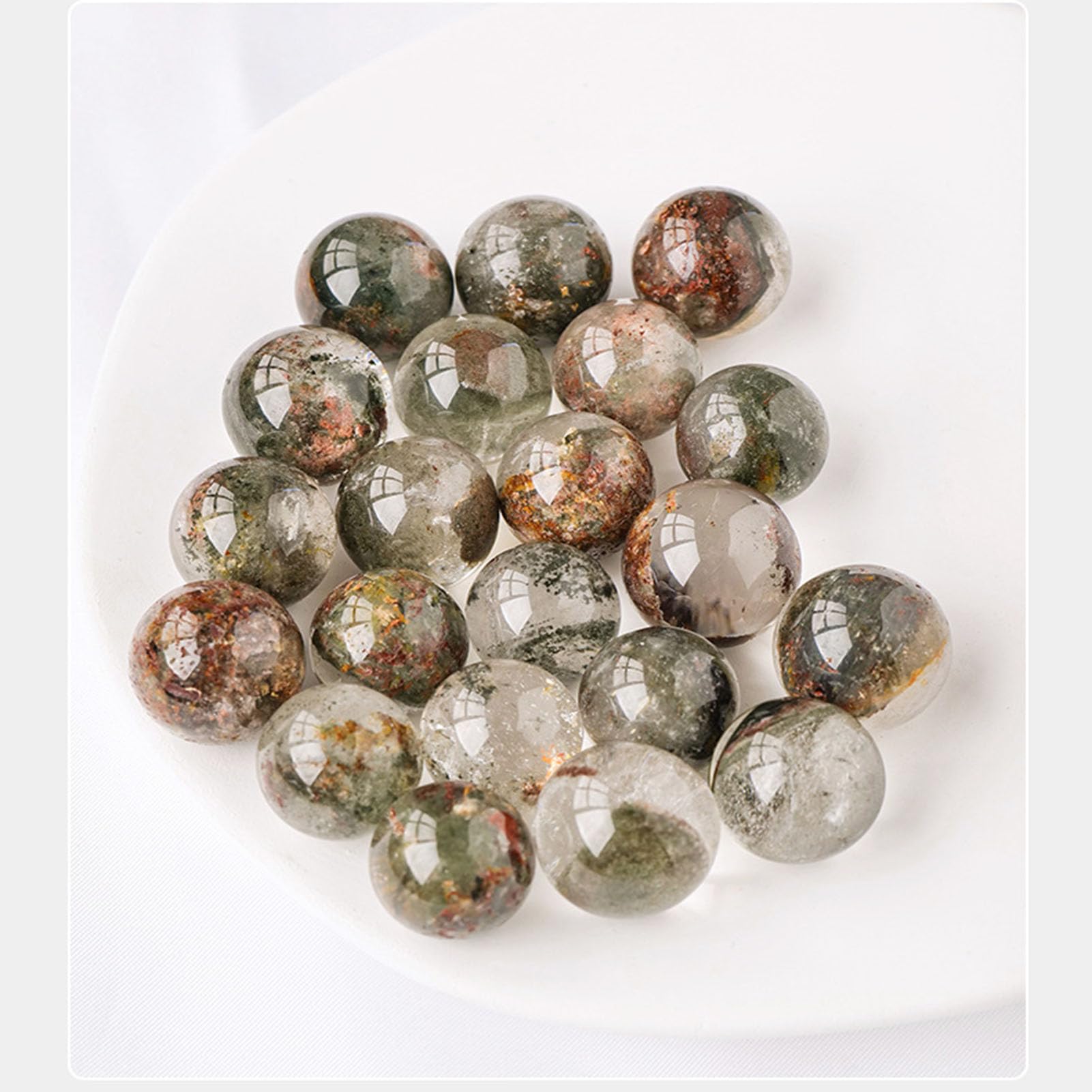 Sphère de Cristal fantôme Vert Naturel 18-20 mm, Boule de Pierres précieuses de guérison pour la prospérité, la Croissance de carrière, la méditation, Le Feng Shui, l'équilibrage