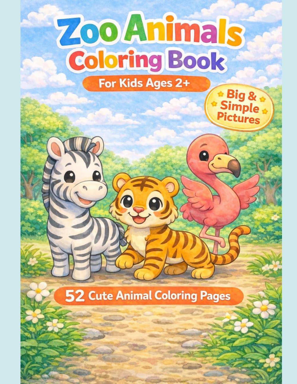 Zoo Animals Coloring Book for Toddlers: Big & Simple Animal Coloring Pages for Kids | Cute Zoo Animals Coloring Book (Little Sunshine Coloring Books)