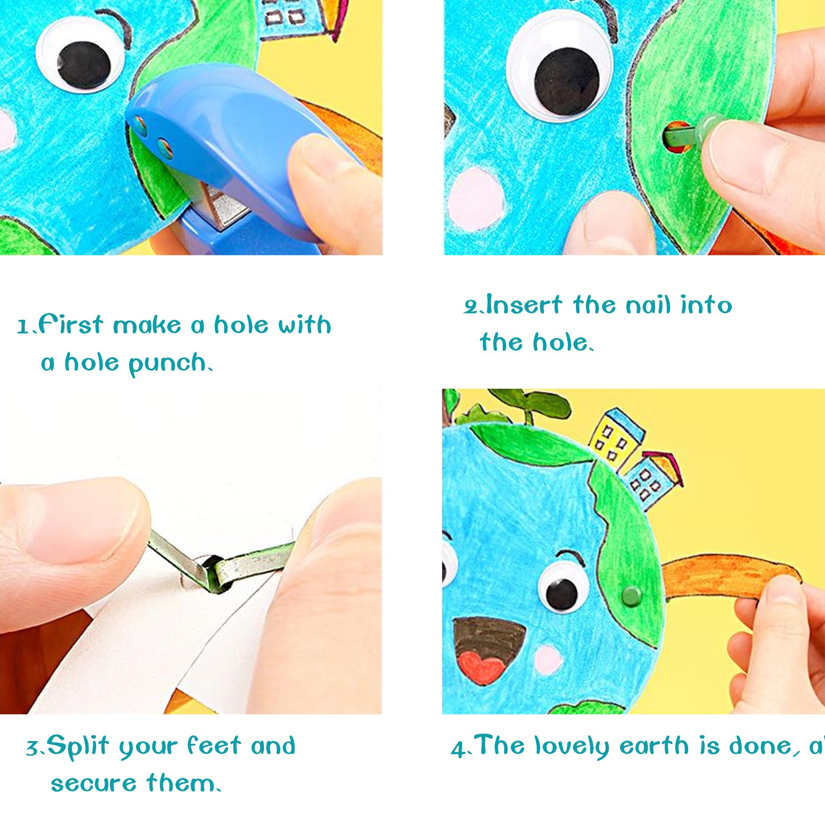 EuTengHao 700Pcs Brass Fasteners Scrapbooking Brads Round Head Brass Plated Fasteners for Craft Art Crafting School Decorative Scrapbooking DIY Supplies (1/2 Inch Shank, 8mm Head, Gold) - Image 7