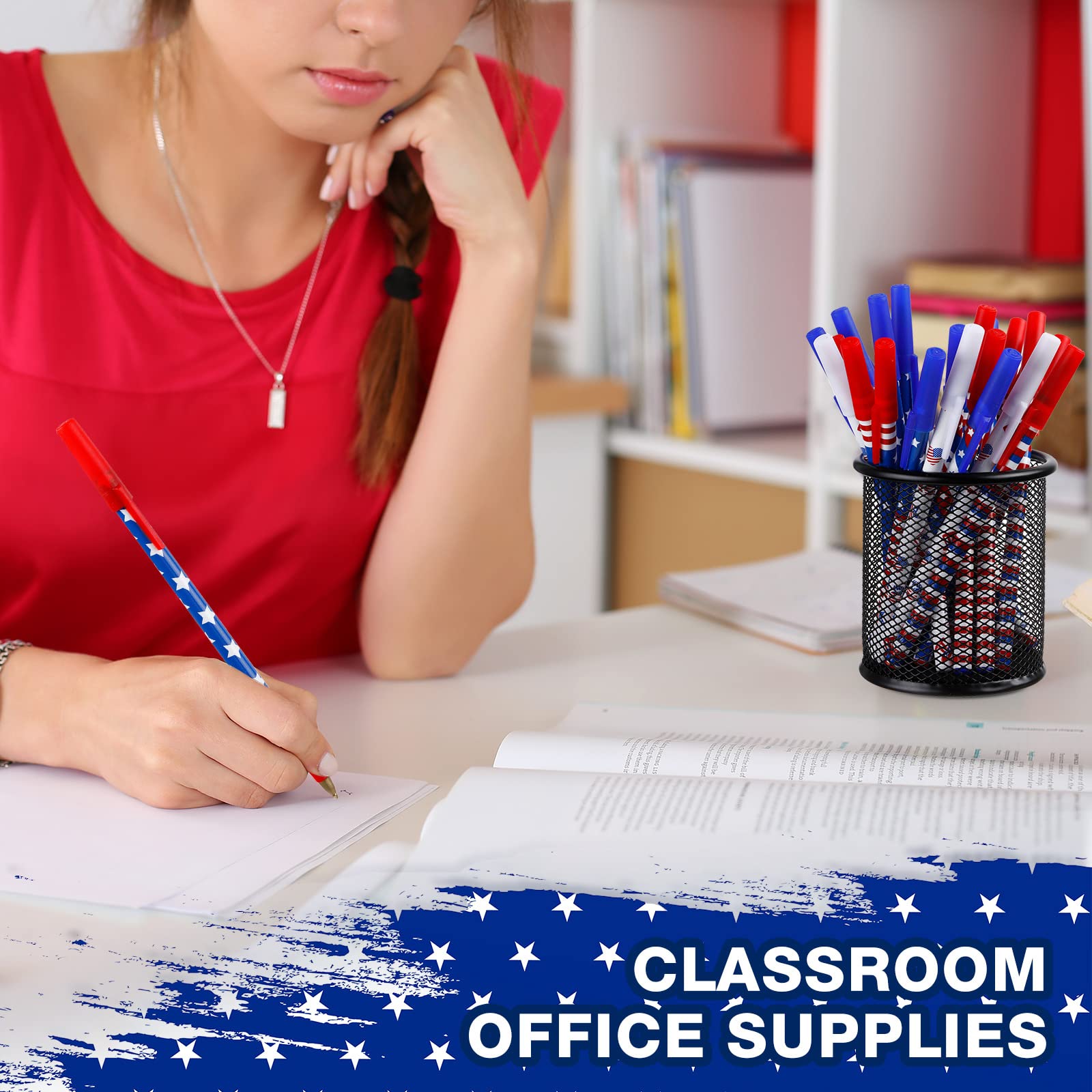 Amazon | Eaasty 独立記念日 アメリカ国旗 ボールペン 96本 バルク 7月