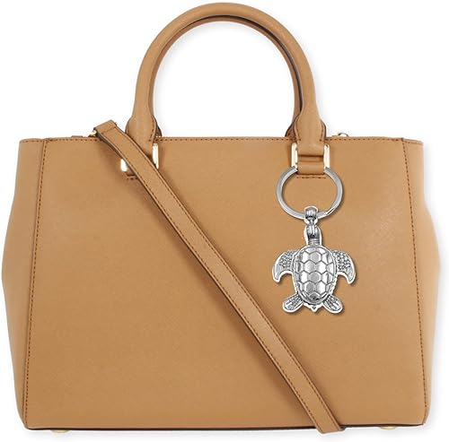 Miniatura 4 de Llavero colgante de tortuga marina - bolsa con cordón - 3 pulgadas de largo, plateado