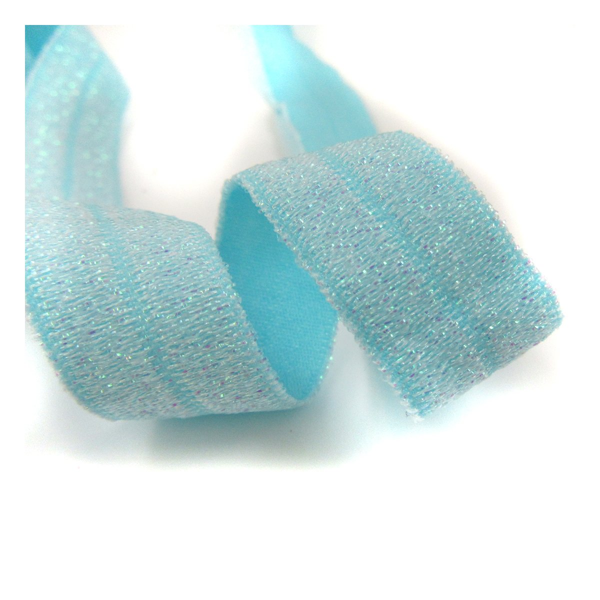 BEADS4CRAFTS 16mm GLITTER FOLD OVER ELASTIC *12 COLOURS* CRAFTS TRIMS DANCE COSTUME SPARKLE (Light Blue H3917, 5 Metres)