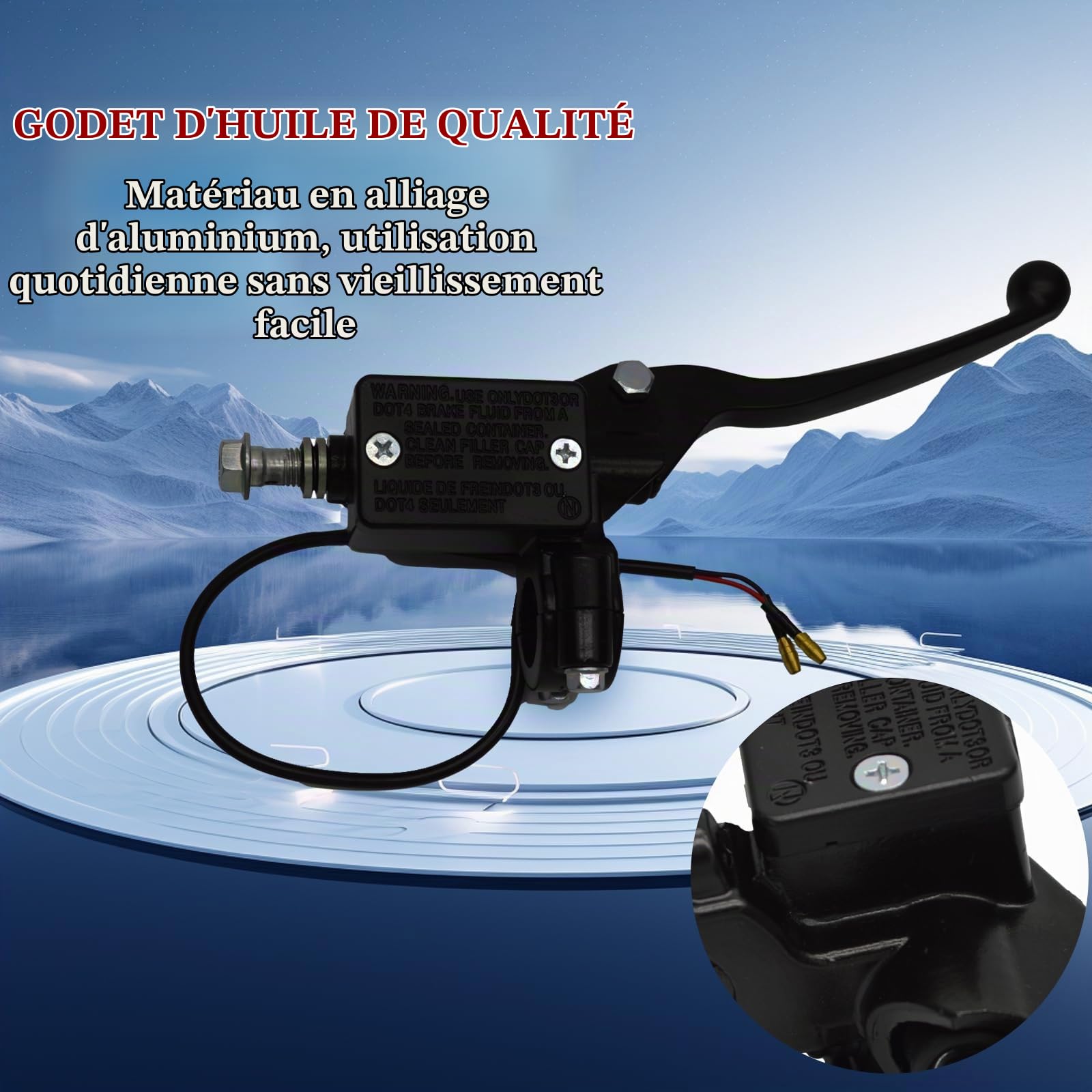 Pompe À Levier Hydraulique avec Maître-Cylindre de Frein de Moto,1 Paire de Levier de Maître-cylindre D'embrayage de Frein 22 Mm Noir pour Gy6 50cc 110cc 125cc 150cc 250cc Scooter
