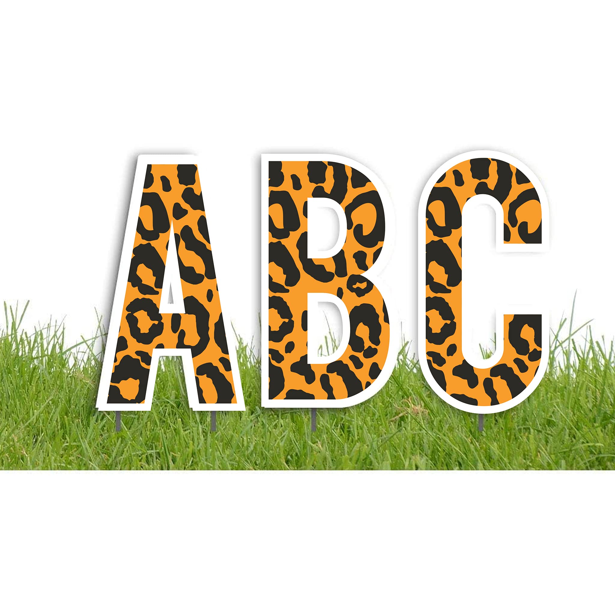 VictoryStore Yard Letters: Alphabet Yard Decoration, Bebas 18 Inch High, 26pcs Stakes Included (Leopard 13075)